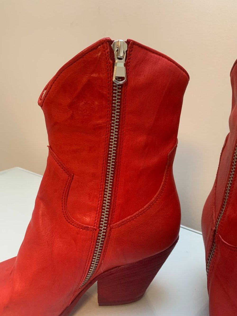 Free People Brayden Western Leather Boots Red - US 6 - Picture 6 of 14